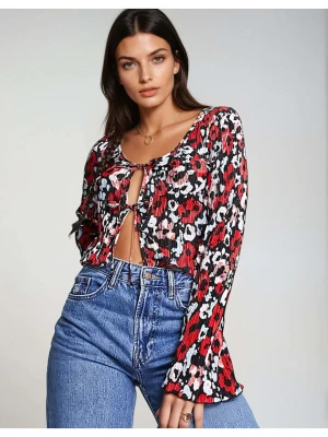 Monki Bluzka w kolorze czarno-czerwono-białym rozmiar: XS