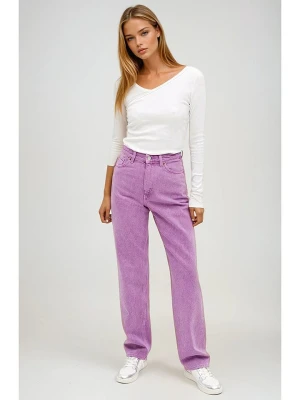 Monki Dżinsy - Comfort fit - w kolorze fioletowym rozmiar: W30