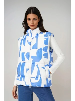 Monki Kamizelka pikowana w kolorze błękitno-białym rozmiar: XXS