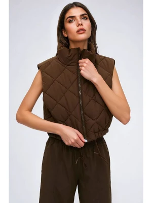 Monki Kamizelka pikowana w kolorze ciemnobrązowym rozmiar: XXL