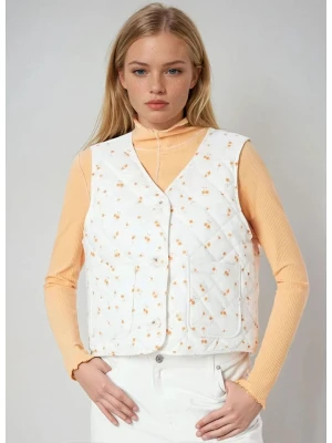 Monki Kamizelka w kolorze biało-pomarańczowym rozmiar: L