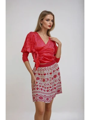 Monki Spódnica w kolorze szaro-czerwonym rozmiar: L