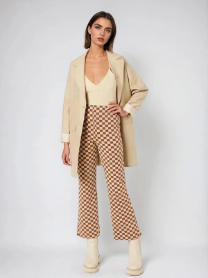 Monki Spodnie w kolorze beżowo-brązowym rozmiar: XXL