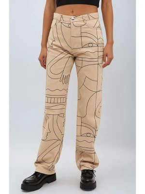 Monki Spodnie w kolorze beżowym rozmiar: 46