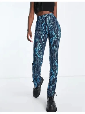 Monki Spodnie w kolorze granatowo-turkusowym rozmiar: 32