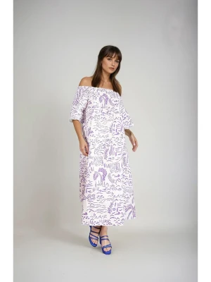 Monki Sukienka w kolorze biało-fioletowym rozmiar: M
