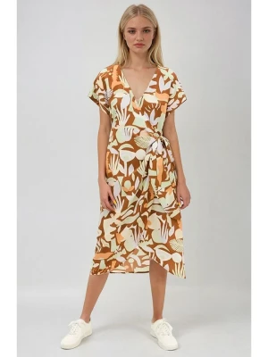 Monki Sukienka w kolorze jasnobrązowym rozmiar: S