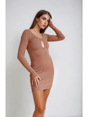 Monki Sukienka w kolorze jasnobrązowym rozmiar: XL