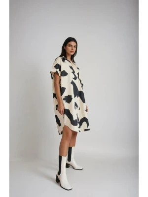 Monki Sukienka w kolorze kremowo-czarnym rozmiar: XS