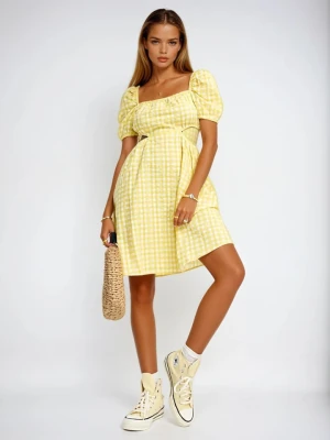 Monki Sukienka w kolorze żółto-białym rozmiar: 46