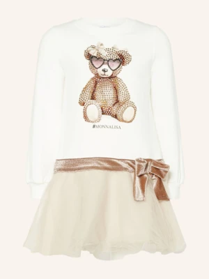 Monnalisa Sukienka Z Mieszanki Materiałów weiss