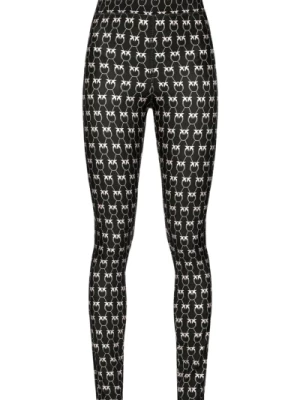 Monogramowe Legginsy w Czarnym Kolorze Pinko