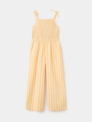 Monokini w paski z marszczonym detalem żółty - Dzieci - - MANGO KIDS