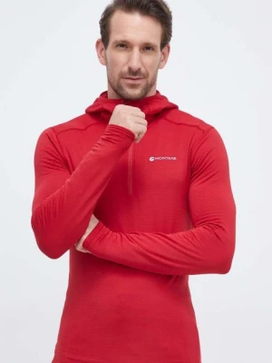 Montane bluza sportowa Protium Lite kolor czerwony z kapturem gładka