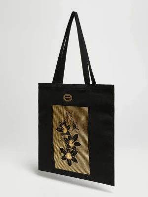 Torba shopper z nadrukiem czarna Moodo