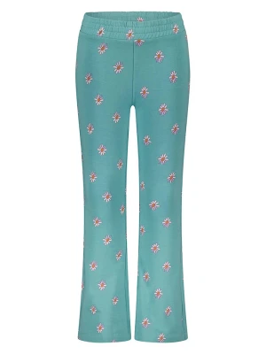 Moodstreet Spodnie "Flowers" w kolorze turkusowym rozmiar: 122/128