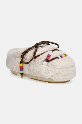 Moon Boot kapcie MB MULE FAUX FUR BEADS kolor beżowy 80D1460250 L002