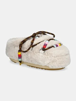 Moon Boot kapcie MB MULE FAUX FUR BEADS kolor beżowy 80D1460250 L002