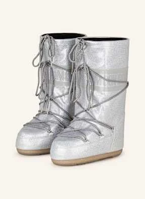 Moon Boot Moon Boots Icon Glitter silber