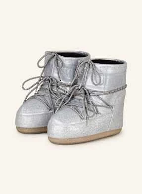 Moon Boot Moon Boots Icon Low Glitter silber