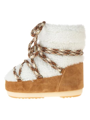 Moon Boot Skórzane botki zimowe "Light Low Shearling" w kolorze jasnobrązowo-białym rozmiar: 39-40