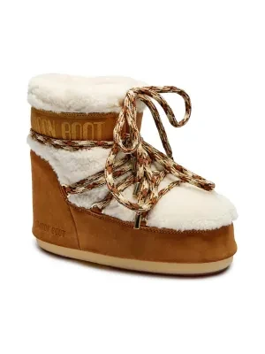 Moon Boot Skórzane śniegowce MB ICON LOW SHEARLING