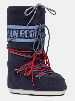 Moon Boot śniegowce MB ICON SUEDE LACES kolor granatowy 80D1403050 F017