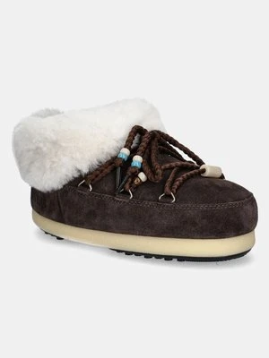 Moon Boot śniegowce zamszowe MB EVX MULE SUEDE BEADS kolor brązowy 80D1470040 ML01