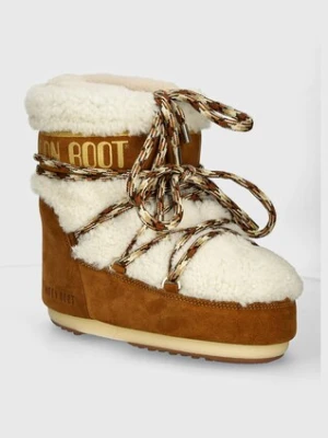 Moon Boot śniegowce zamszowe MB ICON LOW SHEARLING kolor brązowy 80D1409580 MA03