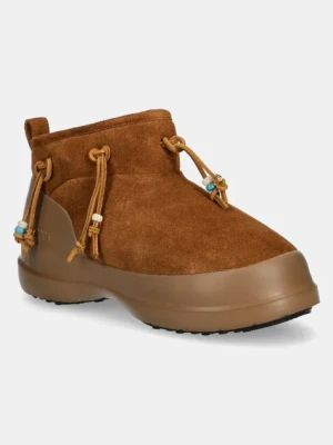 Moon Boot śniegowce zamszowe MB LUNA LOW SUEDE BEADS kolor brązowy 80D2480100 M008