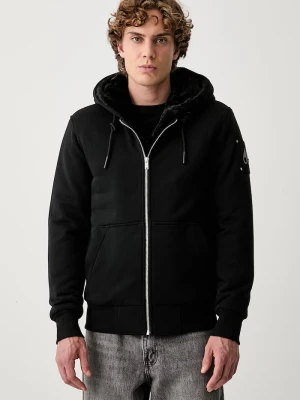 MOOSE KNUCKLES bluza rozpinana z kapturem z bawełną czarny