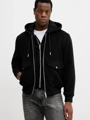 MOOSE KNUCKLES kurtka z dodatkiem wełny ELINGTON kolor czarny przejściowa oversize M35MW404