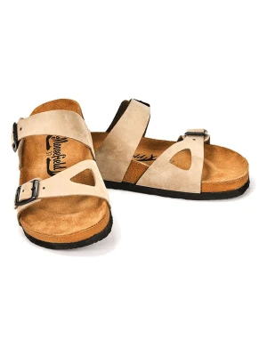 Moosefield Skórzane klapki w kolorze beżowym rozmiar: 40