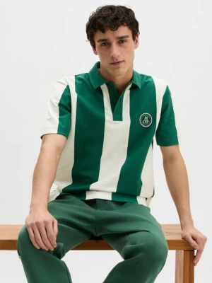 MOP Club '67 Football Tricot Polo, Heavy Jersey, w paski Marc O'Polo zelená