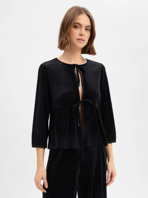 More & More Aksamitna kurtka damska Kobiety czarny jednolity,