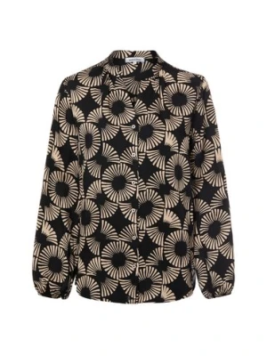 More & More Bluzka damska tunika Kobiety wiskoza (100%) czarny|brązowy wzorzysty,