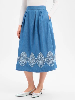 More & More Damska dżinsowa spódnica maxi Kobiety Bawełna niebieski,