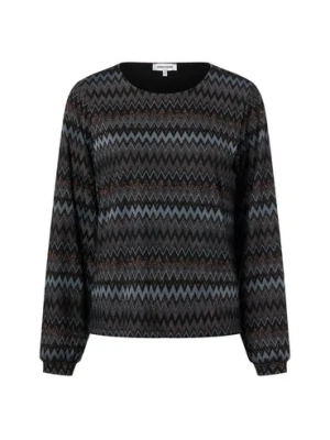 More & More Damska koszulka z długim rękawem Kobiety czarny|niebieski|brązowy wzorzysty,