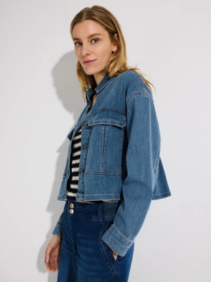 More & More Damska kurtka dżinsowa Kobiety Bawełna niebieski jednolity,