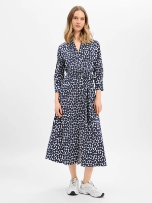 More & More Damska sukienka maxi Kobiety Bawełna niebieski w kropki,
