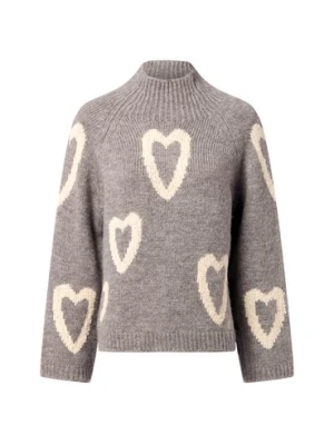 More & More Damski sweter z dzianiny z zawartością wełny Kobiety Sztuczne włókno szary|biały wzorzysty,