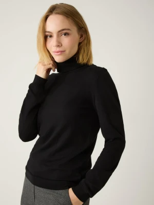 More & More Damski sweter z golfem Kobiety Sztuczne włókno czarny,