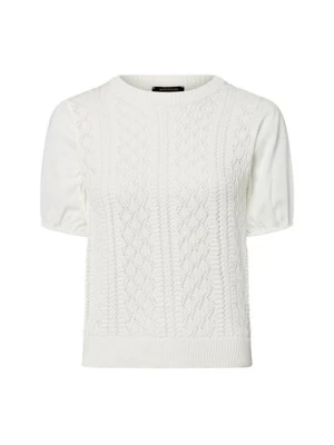 More & More Damski sweter z krótkim rękawem z koronkowej dzianiny Kobiety Bawełna biały jednolity,