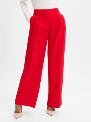 More & More Damskie modułowe spodnie biznesowe Kobiety Sztuczne włókno czerwony jednolity,