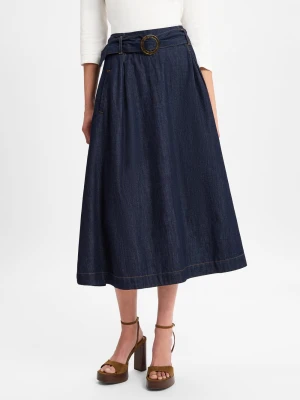 More & More Dżinsowa spódnica damska More&amp;More Kobiety Bawełna niebieski jednolity,