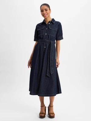More & More Dżinsowa sukienka damska Kobiety Bawełna niebieski jednolity,