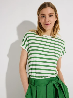 More & More Koszulka damska Kobiety wiskoza zielony w paski,