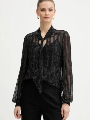 Morgan bluzka damska kolor czarny wzorzysta TEVAL