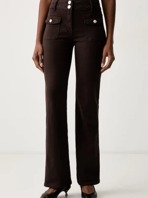 Morgan jeansy flare damskie brązowy