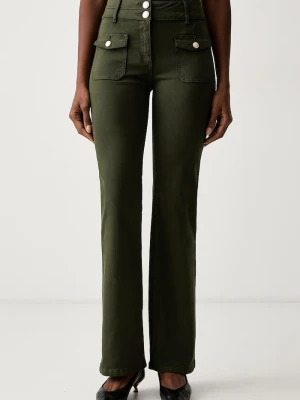 Morgan jeansy flare damskie zielony